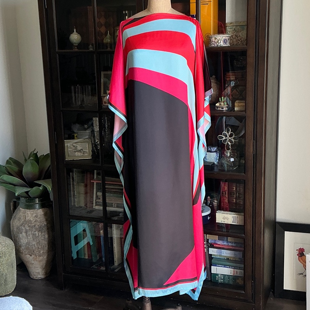 Vibrant Geometric Maxi Caftan, O/S